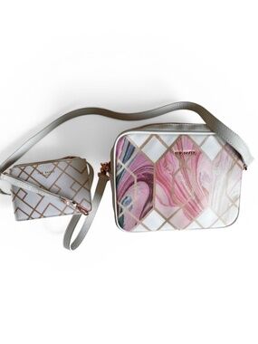 Ted Baker Aamberr Crossbody Bag Pink, White, Rose Gold Hardware + Bonus Wristlet